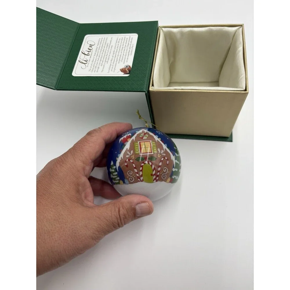 2018 Pier One Li Bien Santa's Candy Cane Factory Glass Christmas Ornament  w/Box